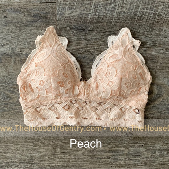 The House Of Gentry Other - Peach Double Strap Lace Bralette